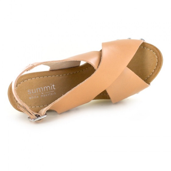 Tan Italian Leather Wooden Studded Platform Heel - Picture 6 of 8